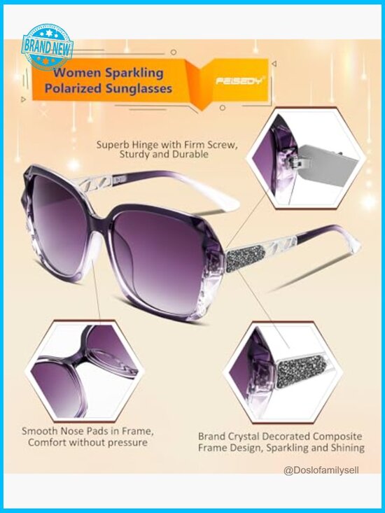 Polarized Square Sunglasses Sparkling Frame Oversized Fashion Y2K Chic